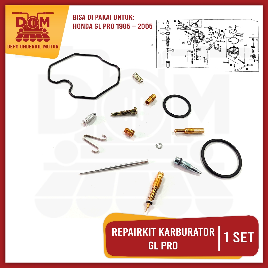 Repairkit Karburator GL Pro (TOKAIDO/KAWA) Carburator Repair Kit Parkit Spuyer Karbu Assy Honda GL