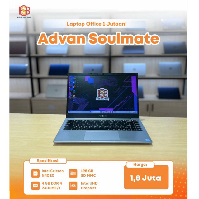LAPTOP SECOND  BERKUALITAS ADVAN SOULMATE N4020