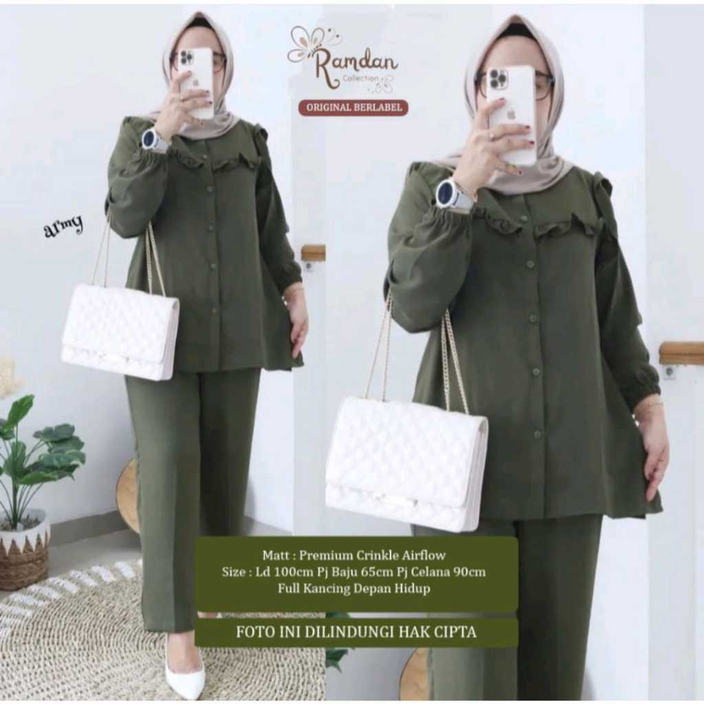 BISA COD Milly Daily set Setelan WANITA celana terlaris Bahan Kringkle Rayon SIZE JUMBO BUSUI MODERN