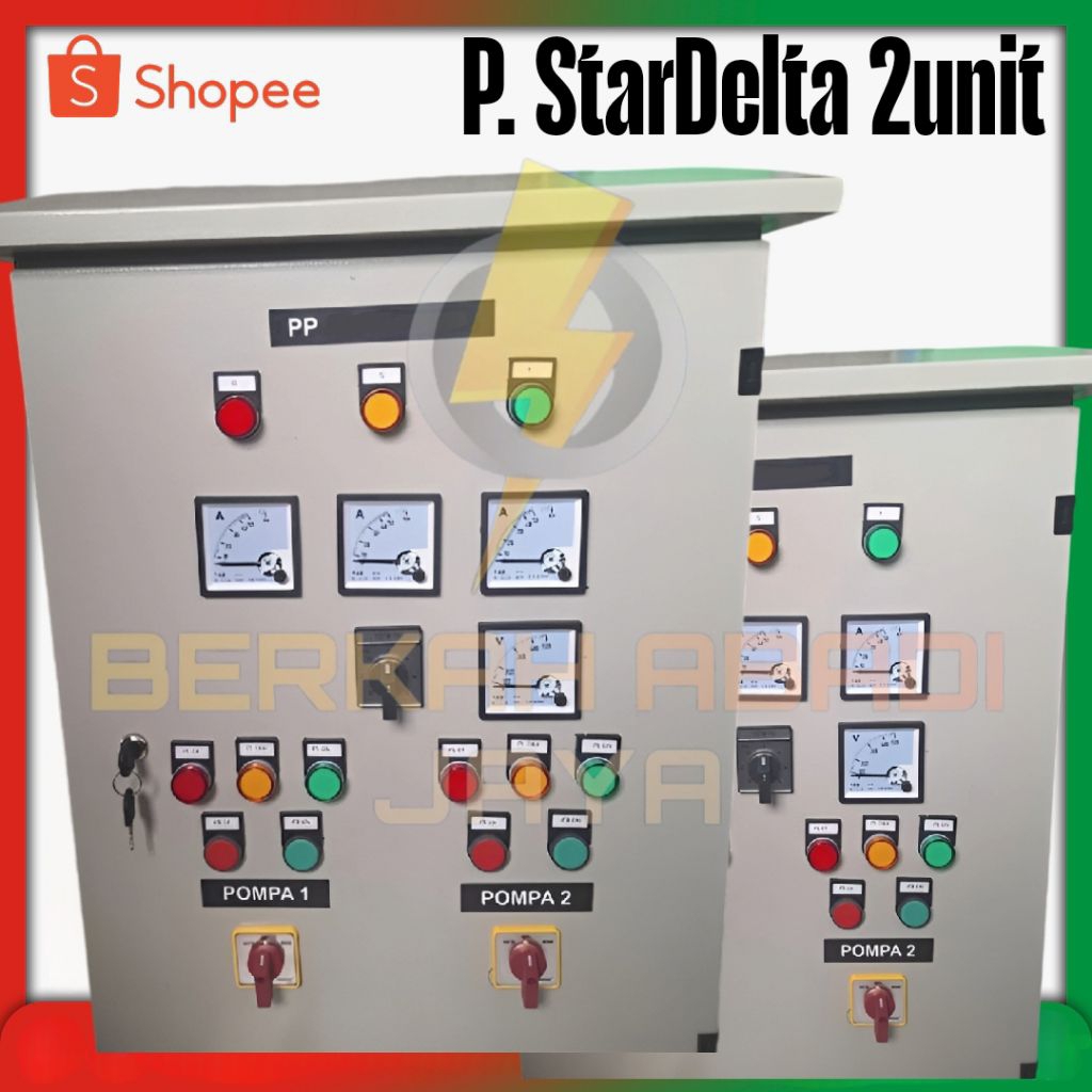 panel star delta 2unit 7,5kw/11kw/15kw/18,5kw analog meter