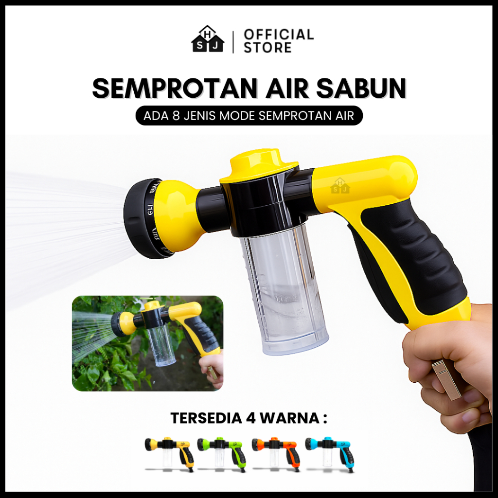 Semprotan Air Cuci Mobil Taman 8 Mode Semprot Sabun Garden Hose Nozzle Water Spray Gun Car Wash Pot 