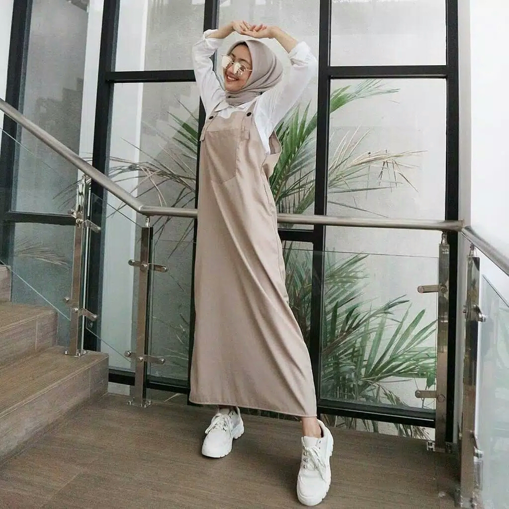 Overall anya ~  Overall saku depan ( overall only ) / baju kodok terbaru / jumpsuit rok / gamis over