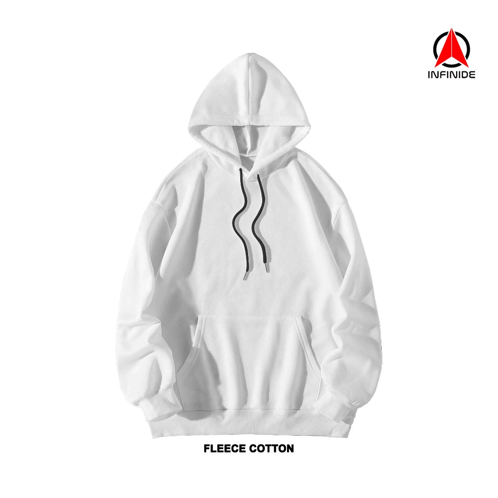 Infinide Hoodie Polos PUTIH  Cotton Fleece Premium Unisex