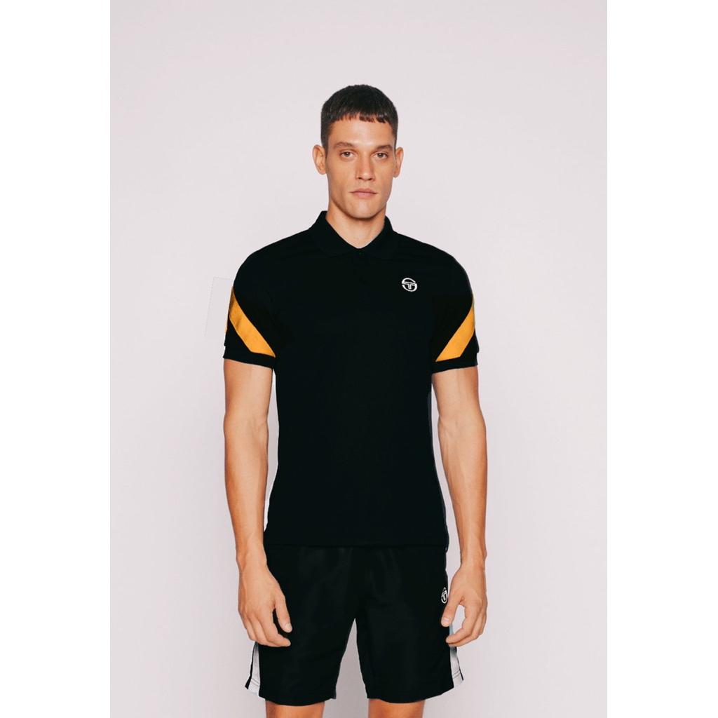 Sergio Tacchini Original Diagonalley Polo Shirt in Black / Orange