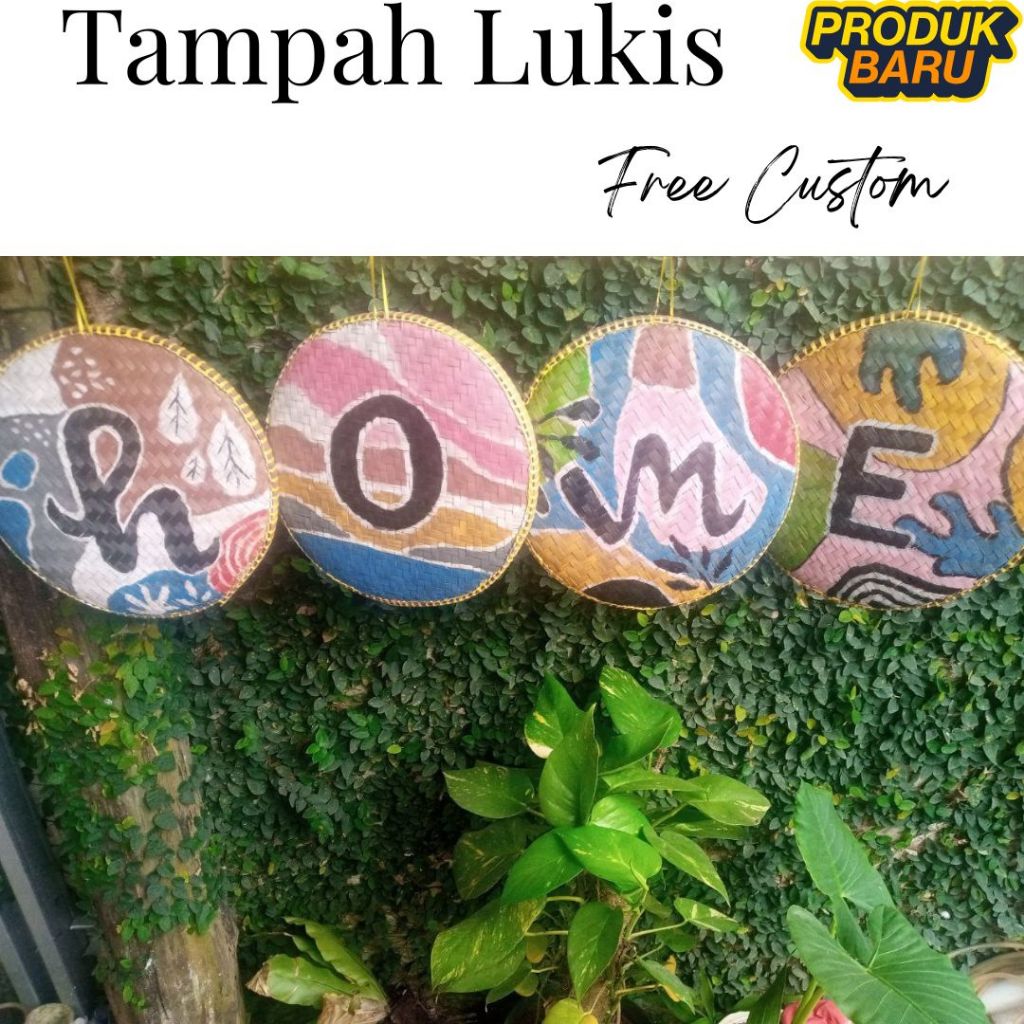 Tampah lukis bambu / Tampah bambu / Tampah lukisan dinding aesthetic