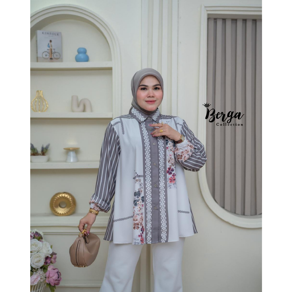 Berga blouse tunik motif printing bunga floral terbaru Deska by Berga Collection