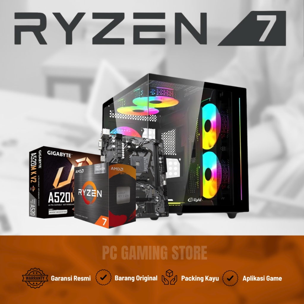 Pc Gaming Ryzen 7 5700G Ram 16gb ssd 256gb hardisk 500gb Bergaransi