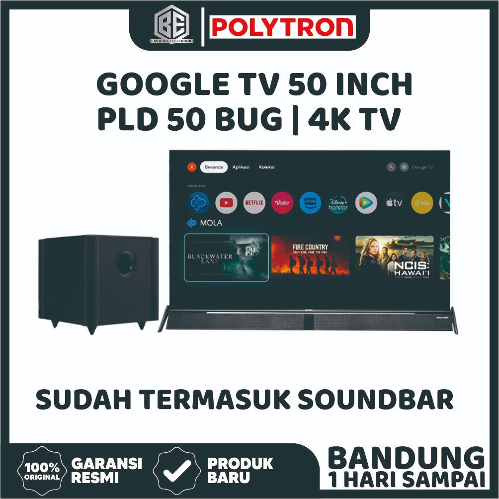 TV LED Polytron PLD 50BUG5959 50 Inch 4k UHD Google TV Soundbar