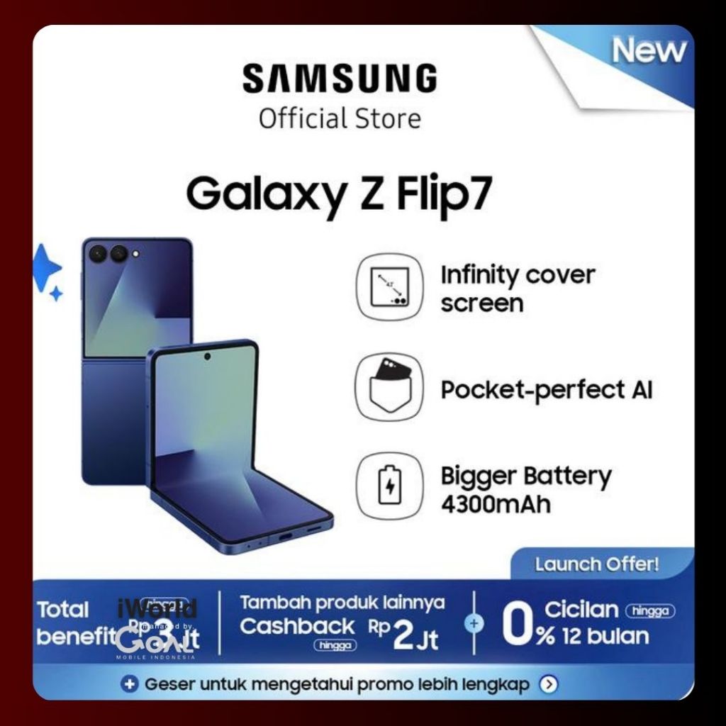 Samsung Galaxy Z Flip7 12/256 GB | Smartphone AI | Hp Lipat | Kamera 50MP | 4300 mAh