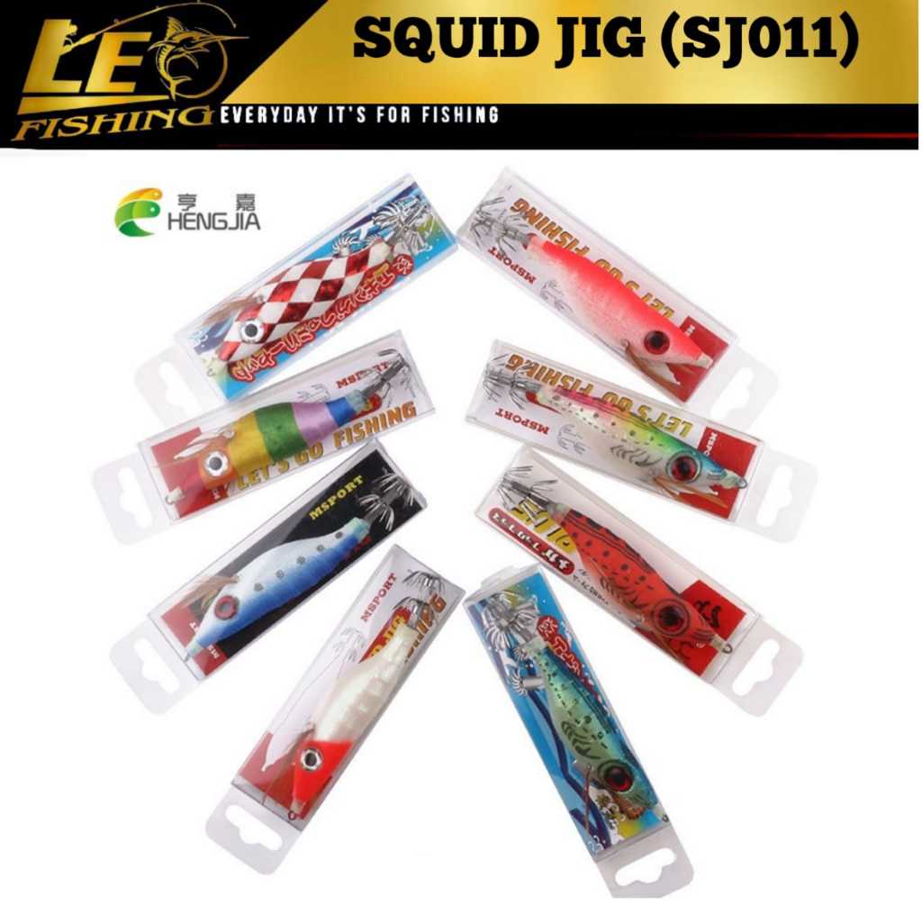 1PCS UMPAN PANCING CUMI MODEL (SJ011) SQUID JIG 10CM 12,6G BENTUK UDANG DAN MATA 3D BAHAN KAYU TERSE