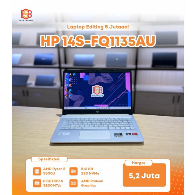HP 14S-FQ1135U Ryzen 5 5625U 8/512 GB
