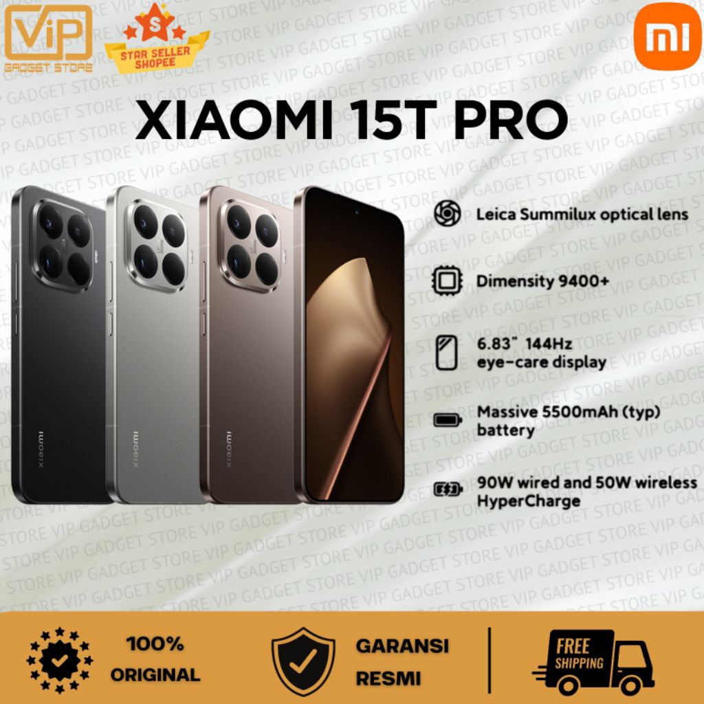 XIAOMI 15T PRO 12/512GB LEICA SUMMILUX POTICAL LENS DIMENSITY 9400+ 6.83INCH 144HZ EYE-CARE DISPLAY