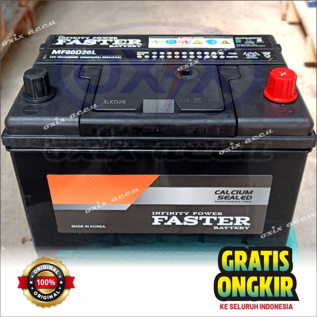 Faster MF 80D26L / NS70L 12V 70Ah Aki Mobil