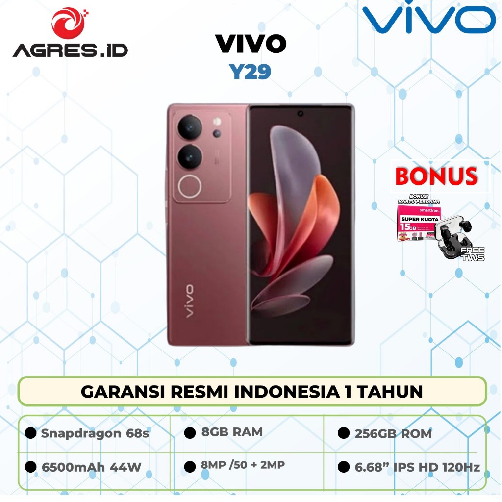 Vivo Y29 4G Snapdragon 685 6GB/128GB 8GB/128GB 8GB/256GB 6500mAh Garansi Resmi Indonesia