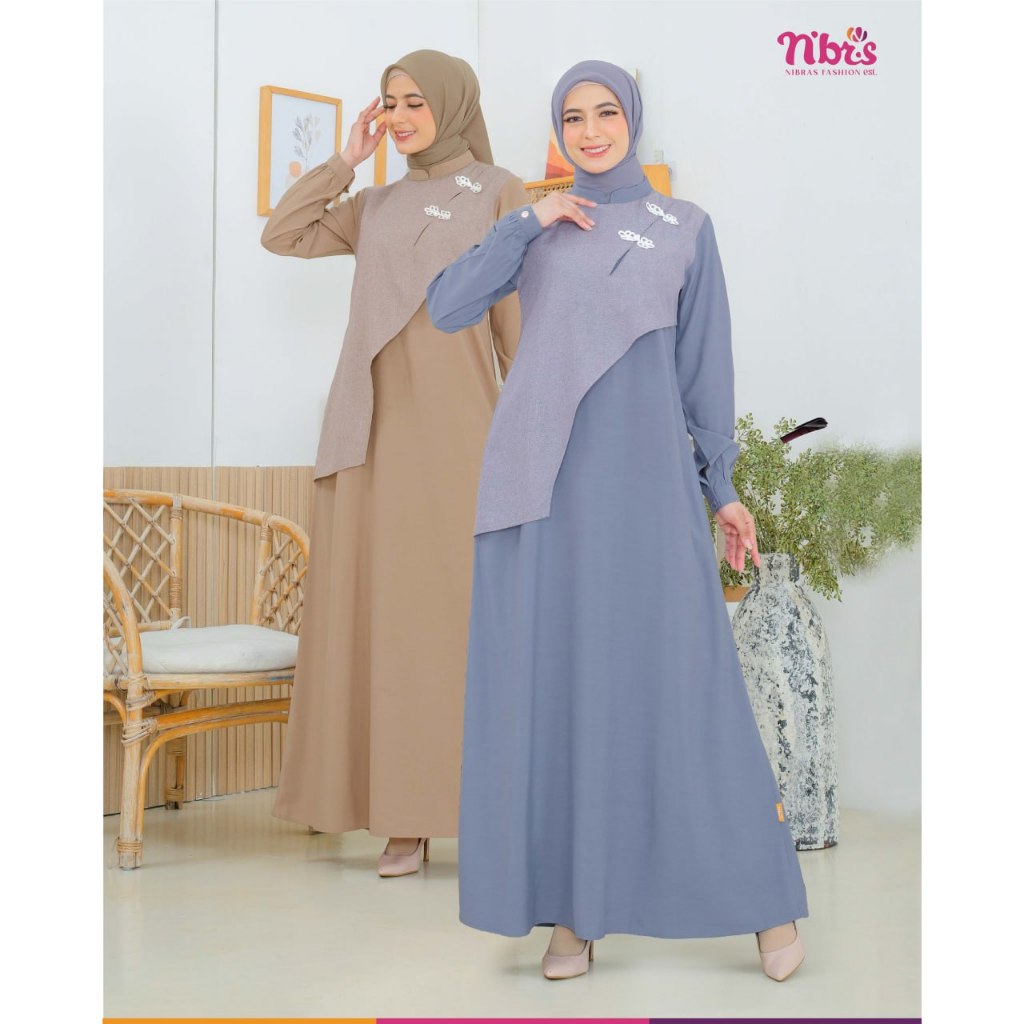 Nibras Baju Gamis Dewasa Dress Casual Pakaian Muslim Wanita Simple - SELARAS 029 & 029B