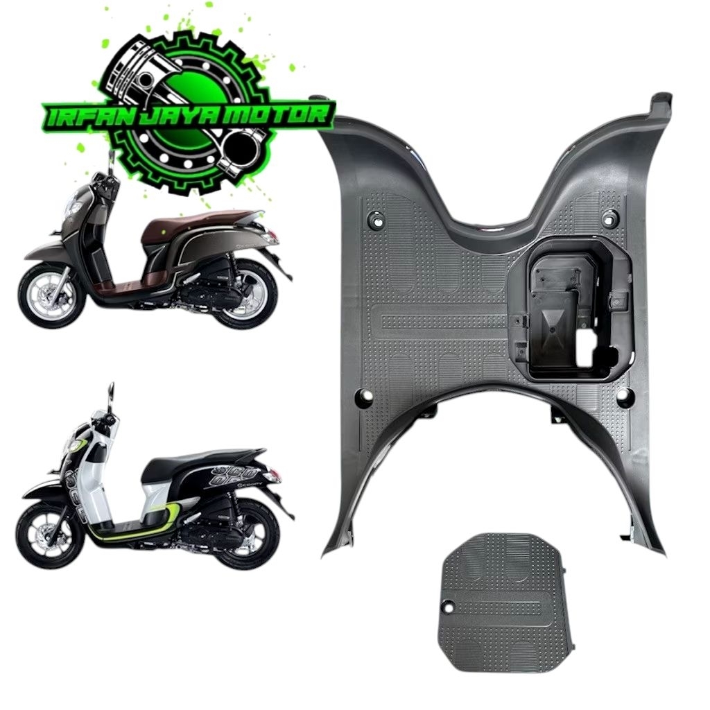 Pijakan + Tutup Aki Scoopy Esp 2017-2019 warna hitam ( Scoopy Donat ) - Dek Kaki Scoopy Donat 2017-2