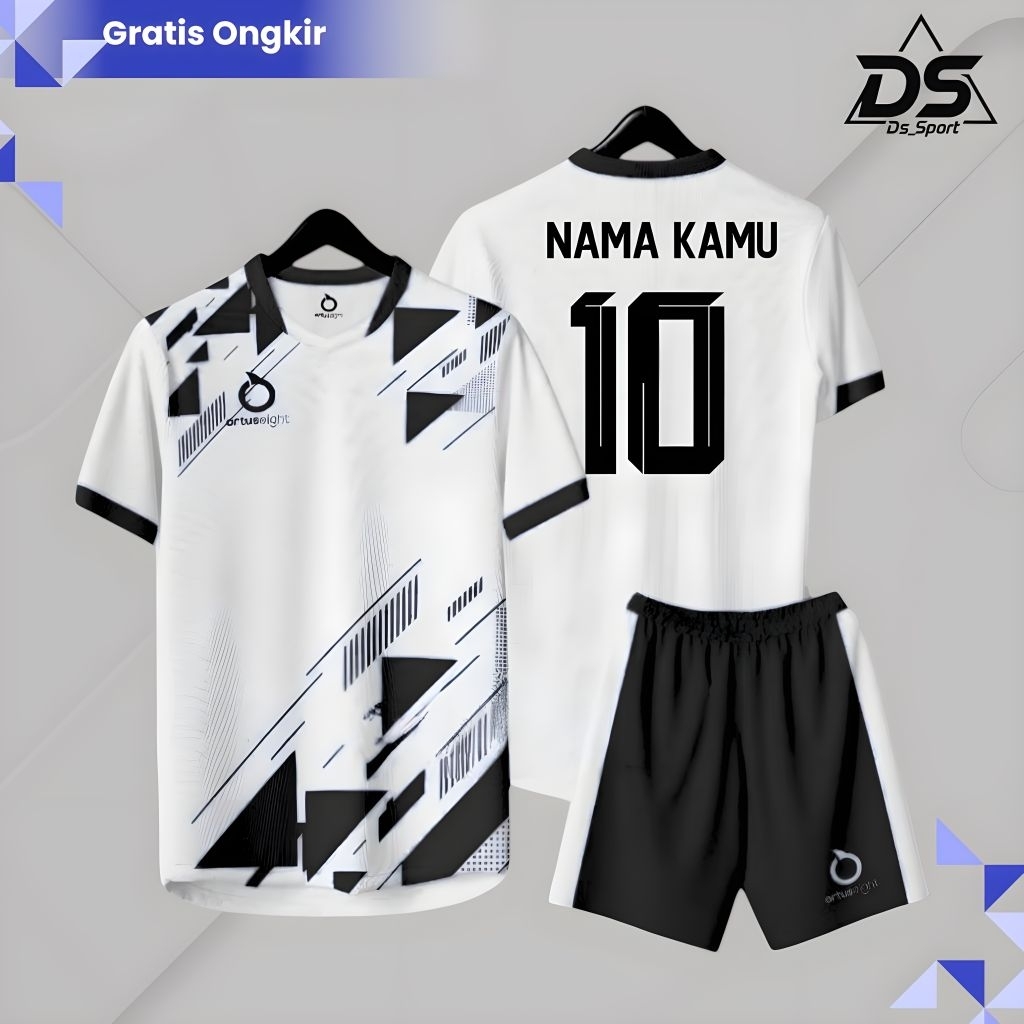 (Ortuseight) Free Custom Nama+Nomor Setelan Jersey  Sepak Bola Dewasa Unisex, Baju Futsal Dry-Fit