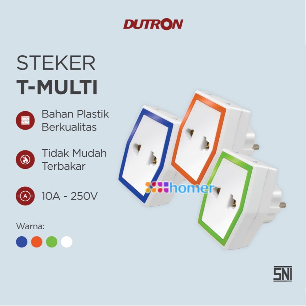 DUTRON Steker T Stop Kontak Multi T-multi Kualitas Bagus SNI steker T multi datar cabang 3 tiga Luba