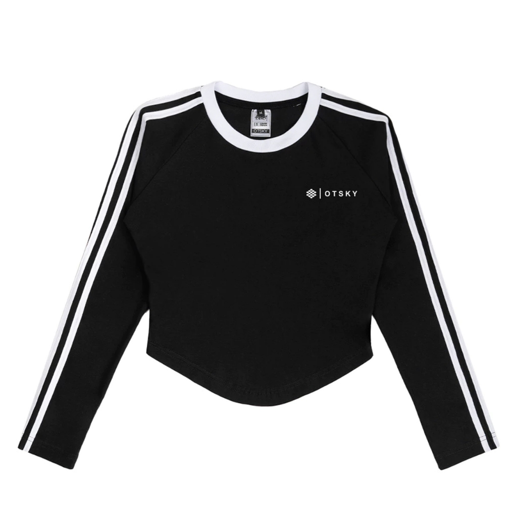 Otsky Kaos Wanita Long Sleeve Crop Top FT Logo Cotton 24s & 30s X DT13BL