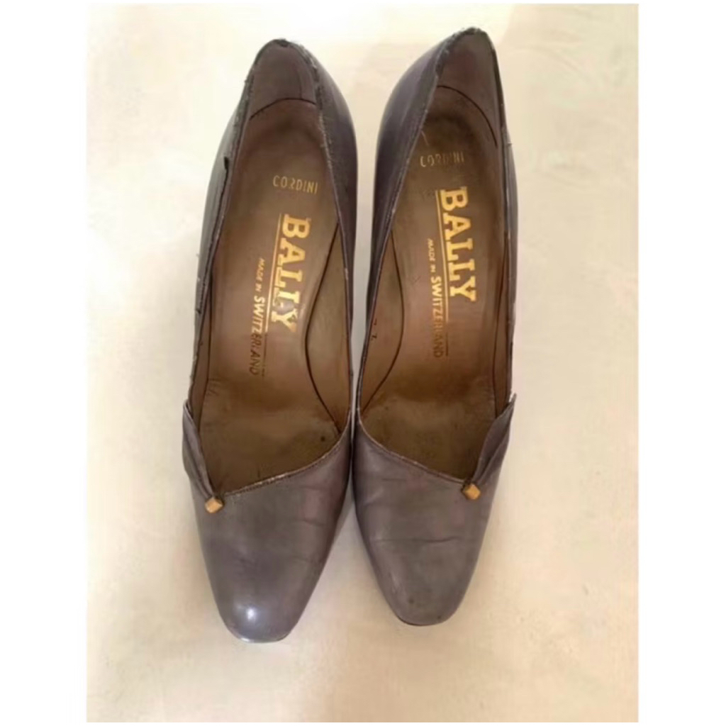 BALLY grey heels original sepatu hak wanita abu-abu
