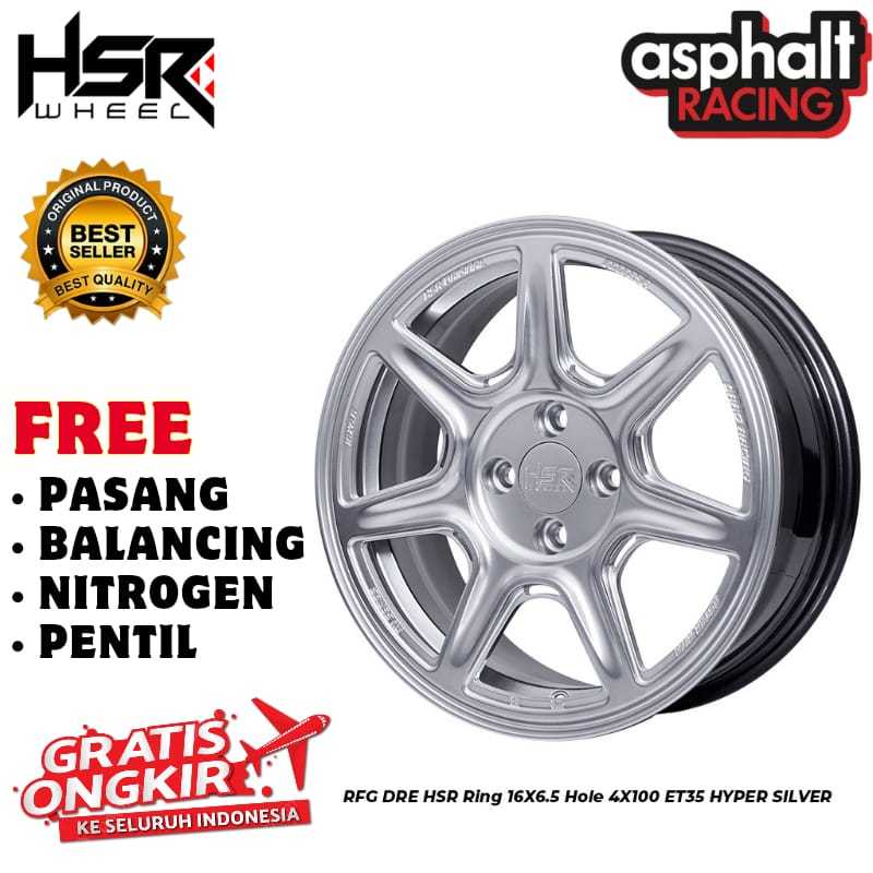 Velg Mobil Hsr R16 Hyper Silver RFG DRE Velg Mobil Hsr R16 Jazz Yaris Vios Baleno City Civic Vios DL