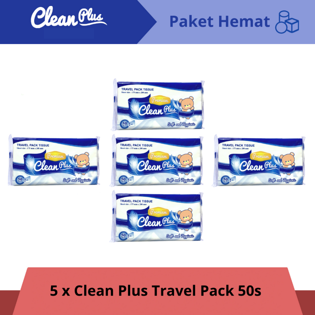 Clean Plus Beruang Travelpack 50 Sheets Bundle 5 Pack
