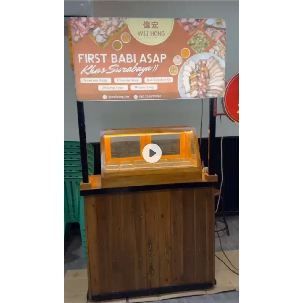 Rombong Kayu Panjang 120 cm | Rombong Kantin | Gerobak Kantin | Rombong Jualan Makanan | Rombong Min