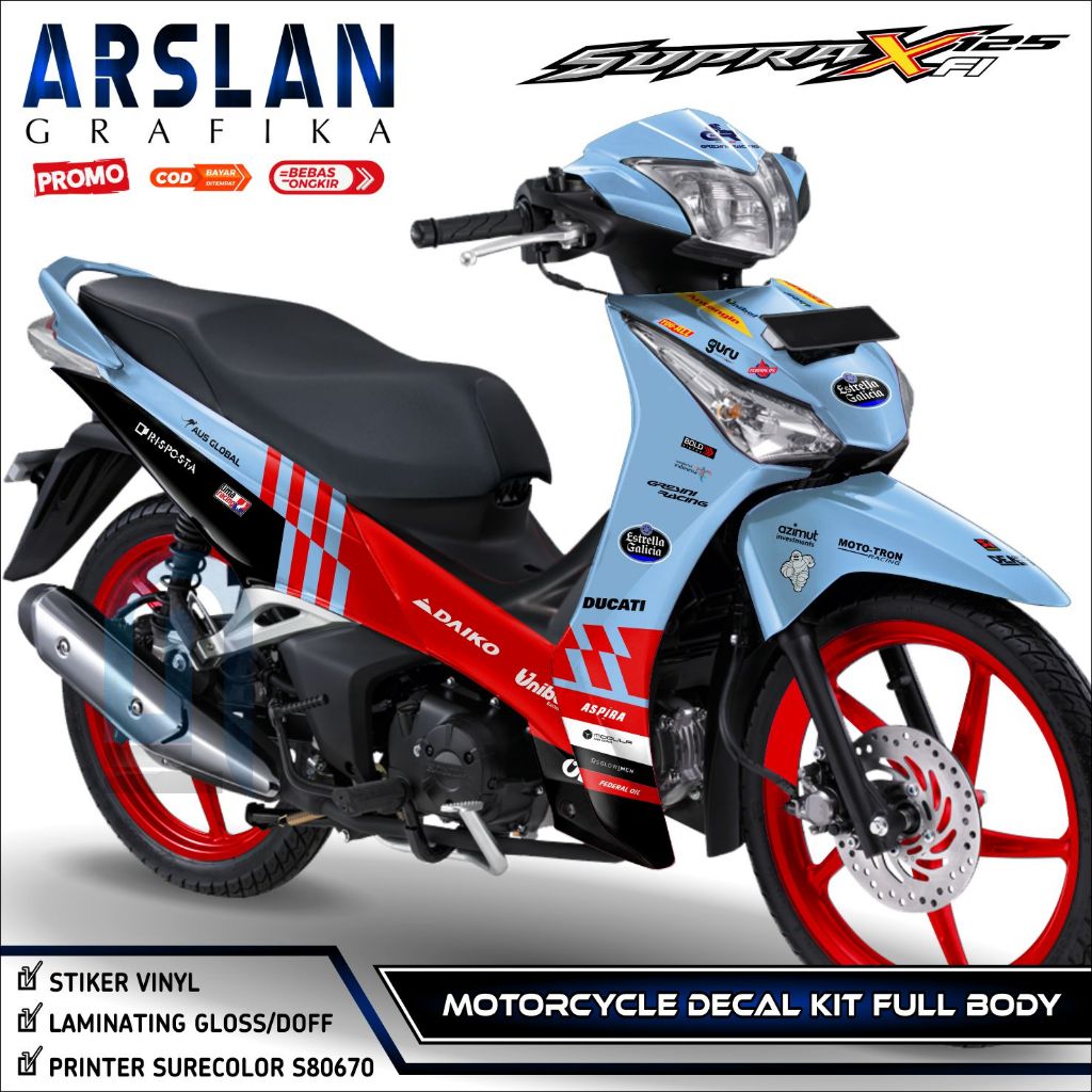 Decal Motor Honda Supra X 125 Helm In –  FI Full Body Stiker Motor Vinyl Premium Design Gresini COD