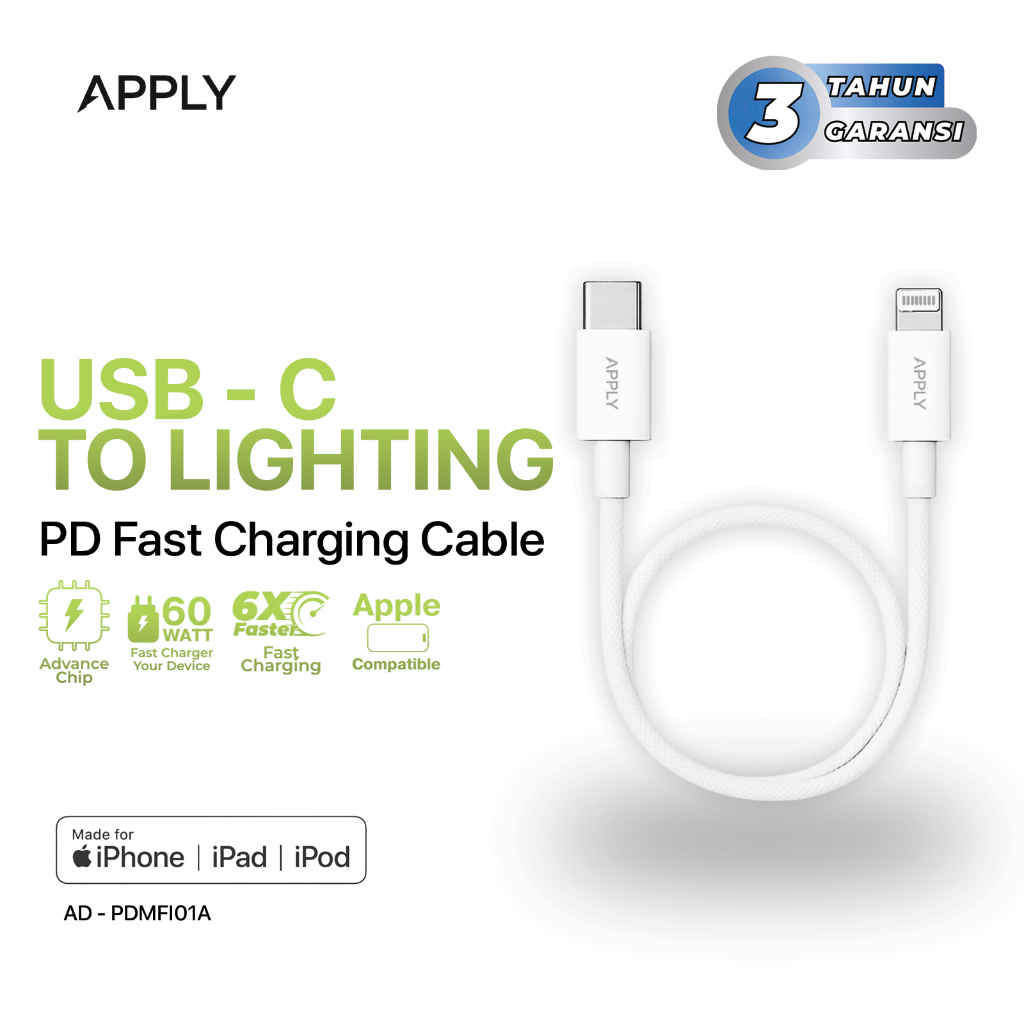 NEW Apply - MFI Cable Only Lightning 60W For iPhone MFI Certified - Garansi 3 Tahun