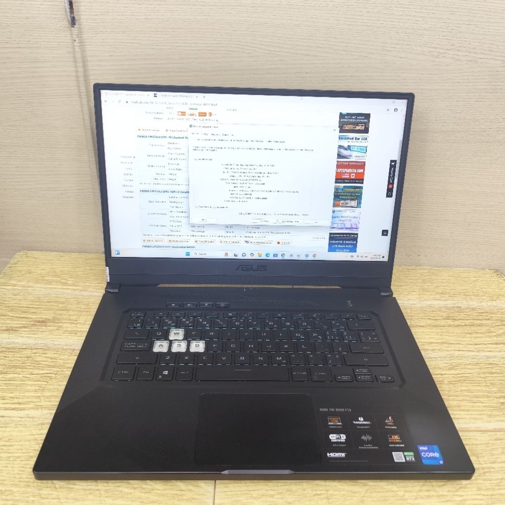 Laptop Second Asus Tuf Dash F15 Fx516pe Core i7-11370h Ram 16gb Ssd 1000gb Rtx 3050 Ti