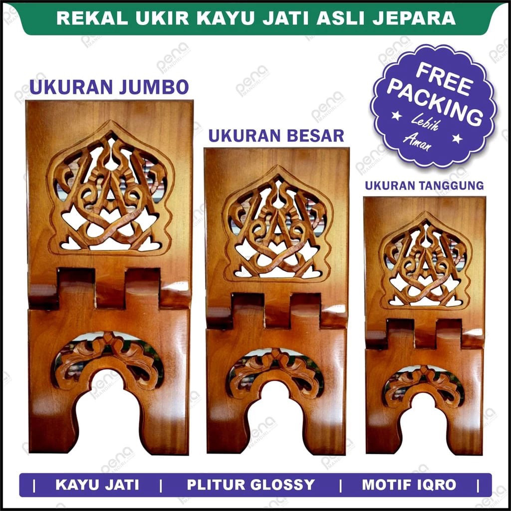 Meja Lipat Al Quran/Rekal Al Quran/Tempat Baca Al Quran/Rekal Kayu Jati/ Dudukan Al Quran/ Rekal Mot