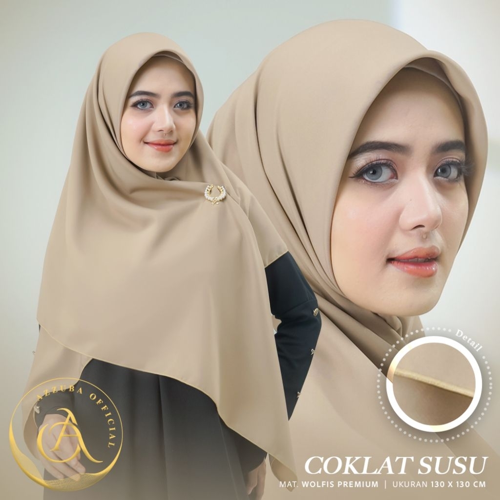 COKSU HIJAB SEGI EMPAT WOLFIS PREMIUM COKLAT SUSU No.53