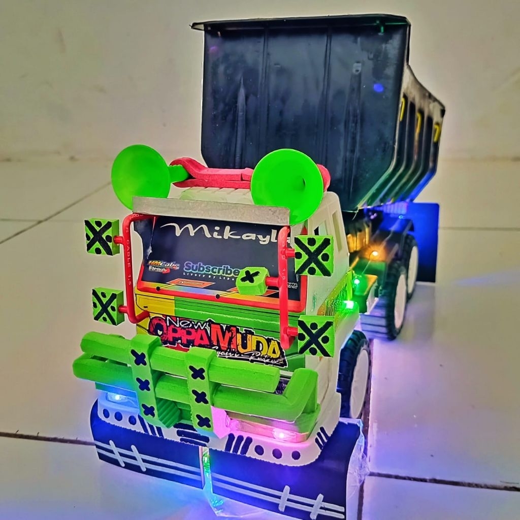 mainan truk modifikasi muatan pasir pull modifikasi lampu ledd