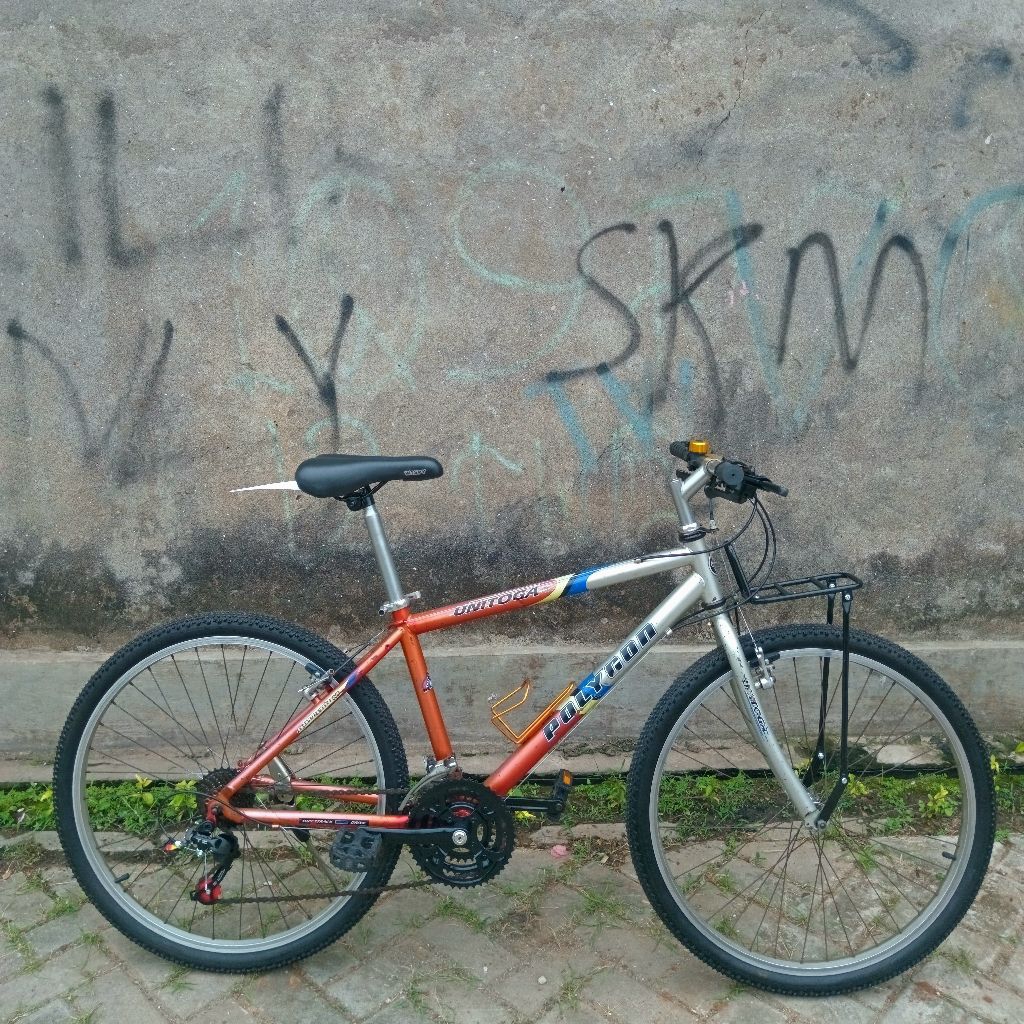 SEPEDA MTB VINTAGE POLYGON UNITOGA INSERA COMMUTER BIKE BAN 26 JADUL CAT DAN DECAL ORIGINAL 