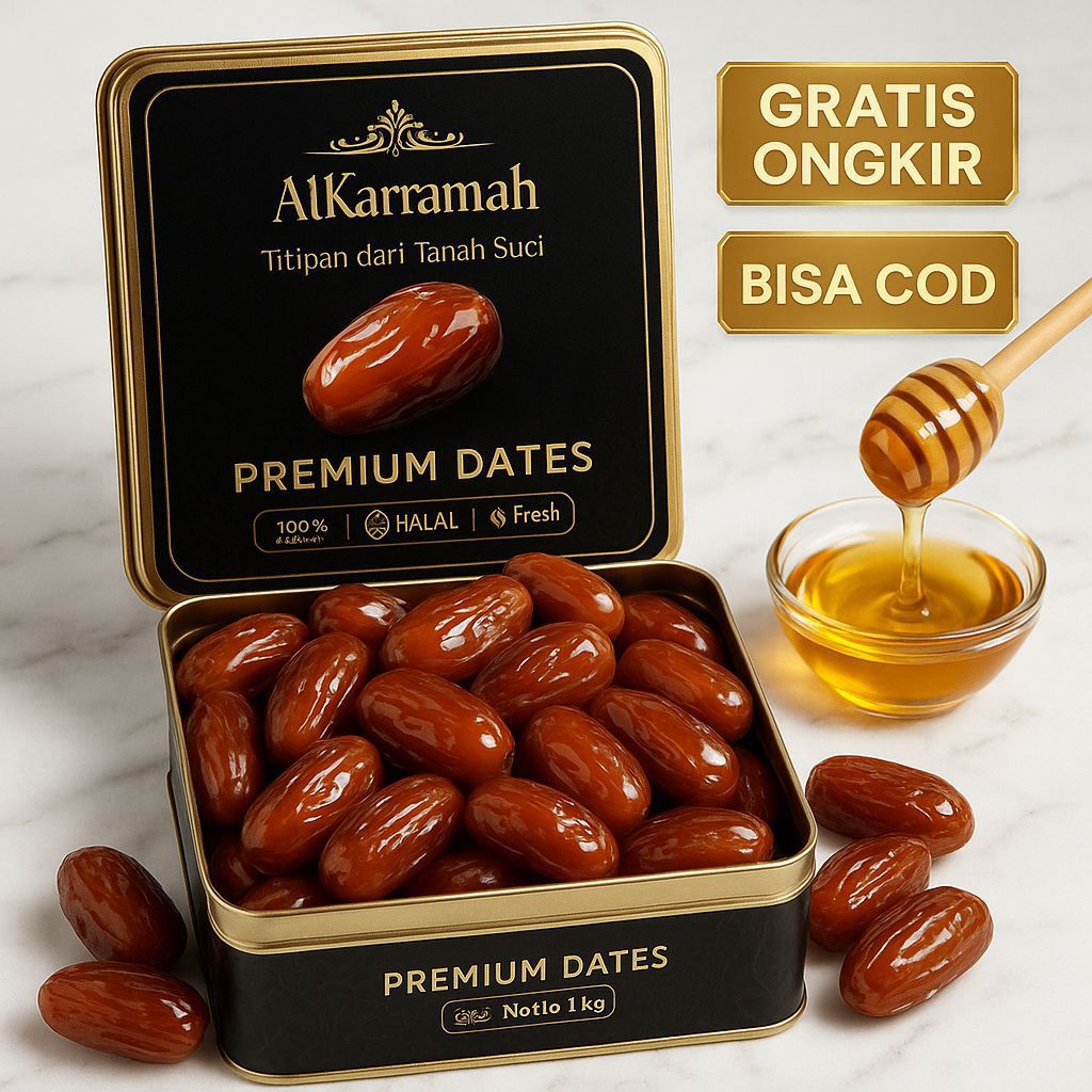 Kurma Kaleng Tunisia Madu 1 Kg | Kurma Tunisia Non Tangkai | Kurma Tunisia