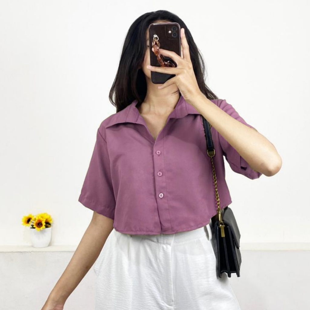 Baju Pendek Wanita Crop Brown Stylish & Nyaman untuk Sehari-hari dengan Desain Modis