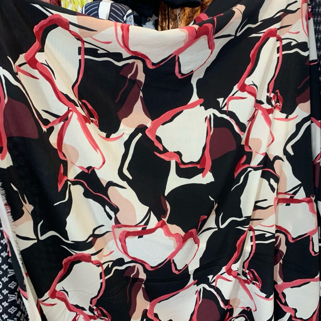 kain yoryu crinkle motif - kain crinkle yoryu - kain motif luxury  - kain yoryu motif premium