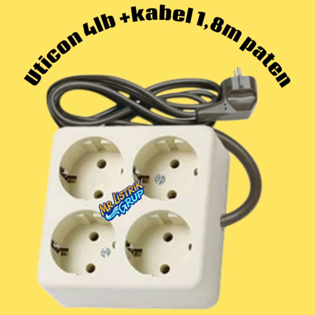 STOP KONTAK 4LUBANG TERMINAL KUNINGAN UTICON 4LUBANG BENTUK KOTAK