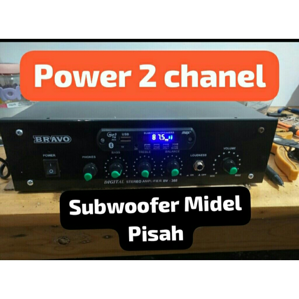 Promo 2 hari, Power Amplifier 2 chanel 10 Amper Murni ct 42. Subwofer Midel pisah. Elco besar.