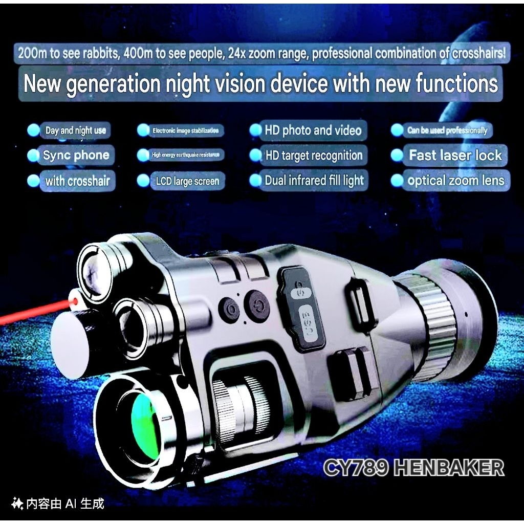 CY789 Henbaker digital night vision scope with infrared capabilities
