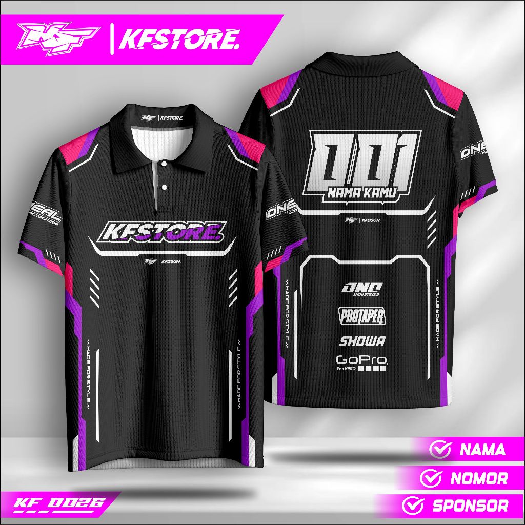 Jersey Custom Nama Balap – Fullprint Keren | Bisa Tambah Logo Tim & Warna Bebas