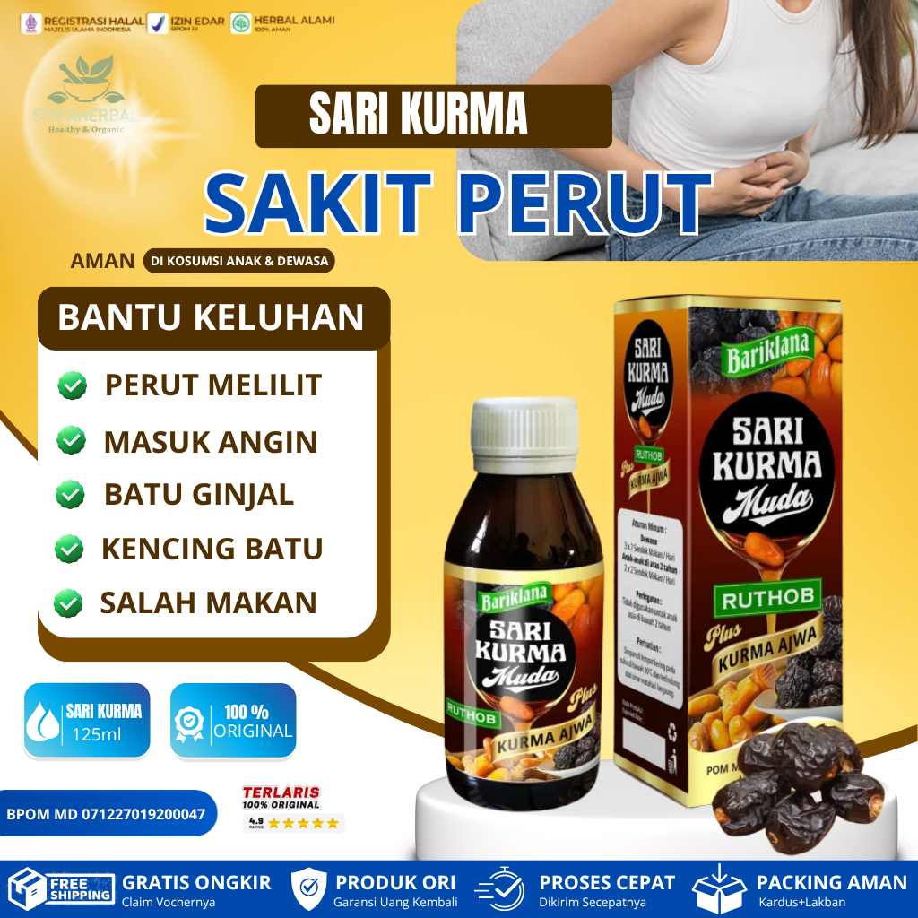 Sari Kurma Muda - 125 ML - Atasi Sakit Perut, Mules, Gamgguan Pencernaan, Perut Kembung, Obat Sakit 