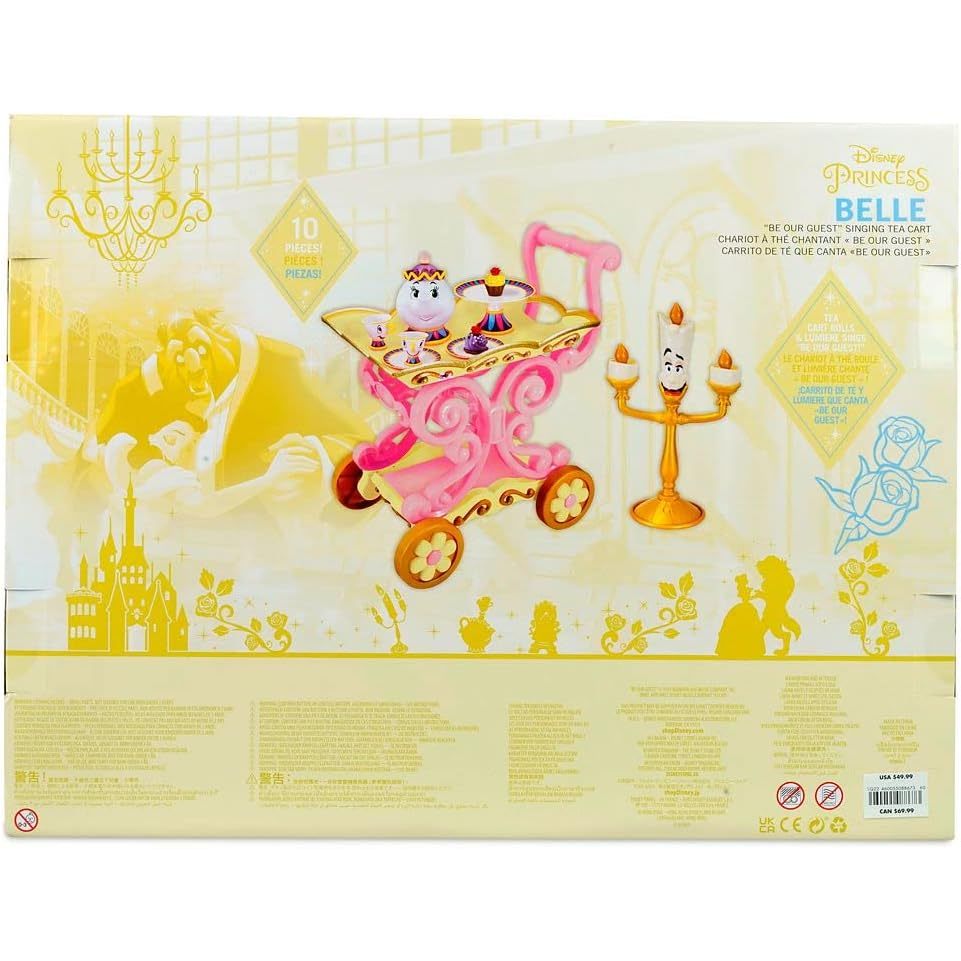 Disney Store Girl's Beauty and The Beast Tea Cart Set – Includes Lumiere, Mrs Potts, Chip, Cake with