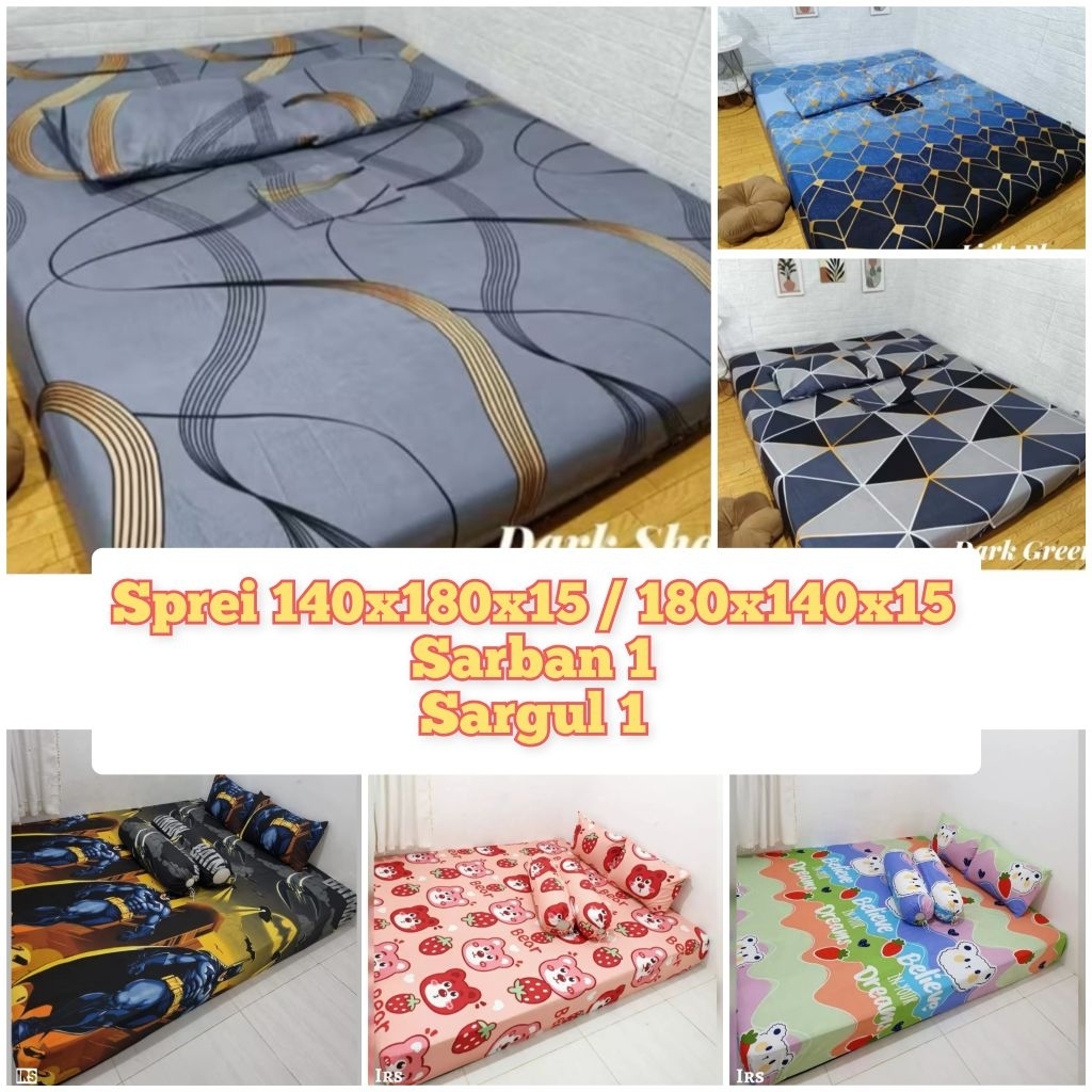 Sprei Homemade Katun Limbah Inoac Ukuran 140x180x15 atau 180x140x15 Plus Sarban dan Sargul