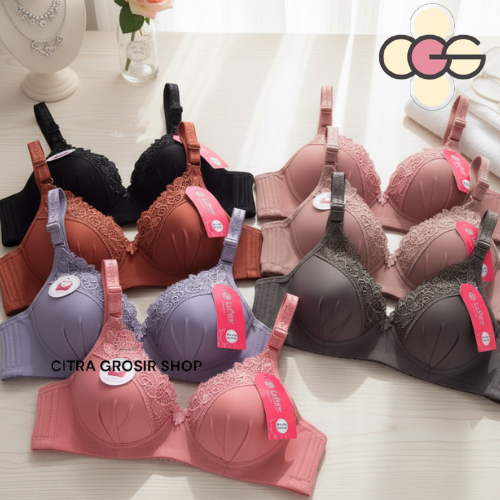 BRA BH Tanpa Kawat Fashion New Arrival Busa Renda Bunga Lembut Kait 3 38 - 44 by La Paris Underwear 
