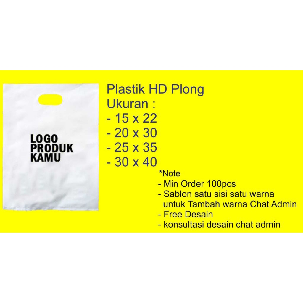 sablon plastik Hd plong Putih/ Warna Costum design