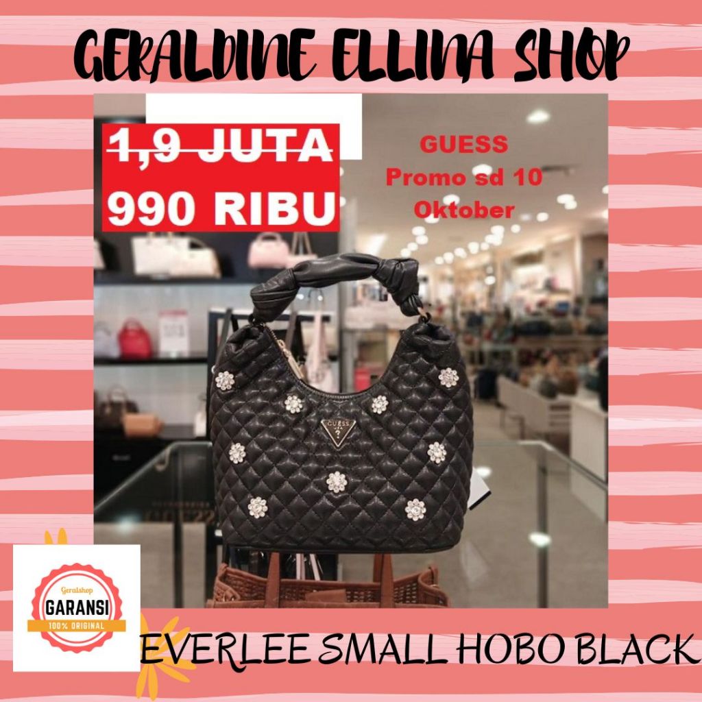 Tas bag slempang bahu Wanita Guess ori seri EVERLEE SMALL HOBO shoulder bag sale  new arrival