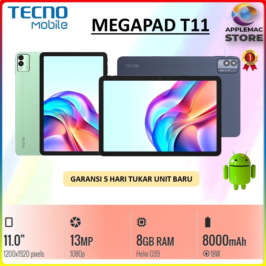 TABLET ANDROID TECNO MEGAPAD 11 4G LTE 8GB 128 GREEN