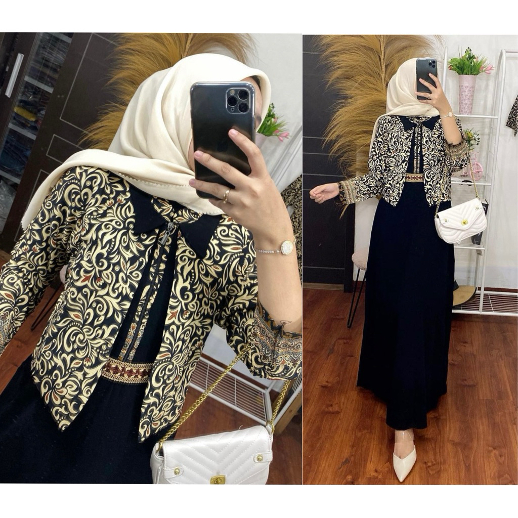 (COD) Gamis Batik Rompi / Gamis Batik Blezer Legenda Mas Original Busui Friendly / Motif Megamendung