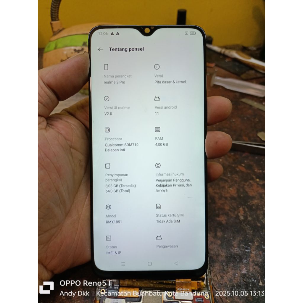 LCD ORIGINAL COPOTAN REALME 3 Pro hasil repair jumperan